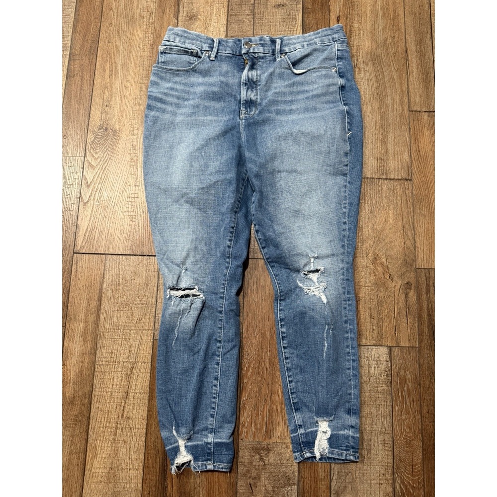 Good American Good Legs Frayed Hem Skinny Jeans Plus Size 15